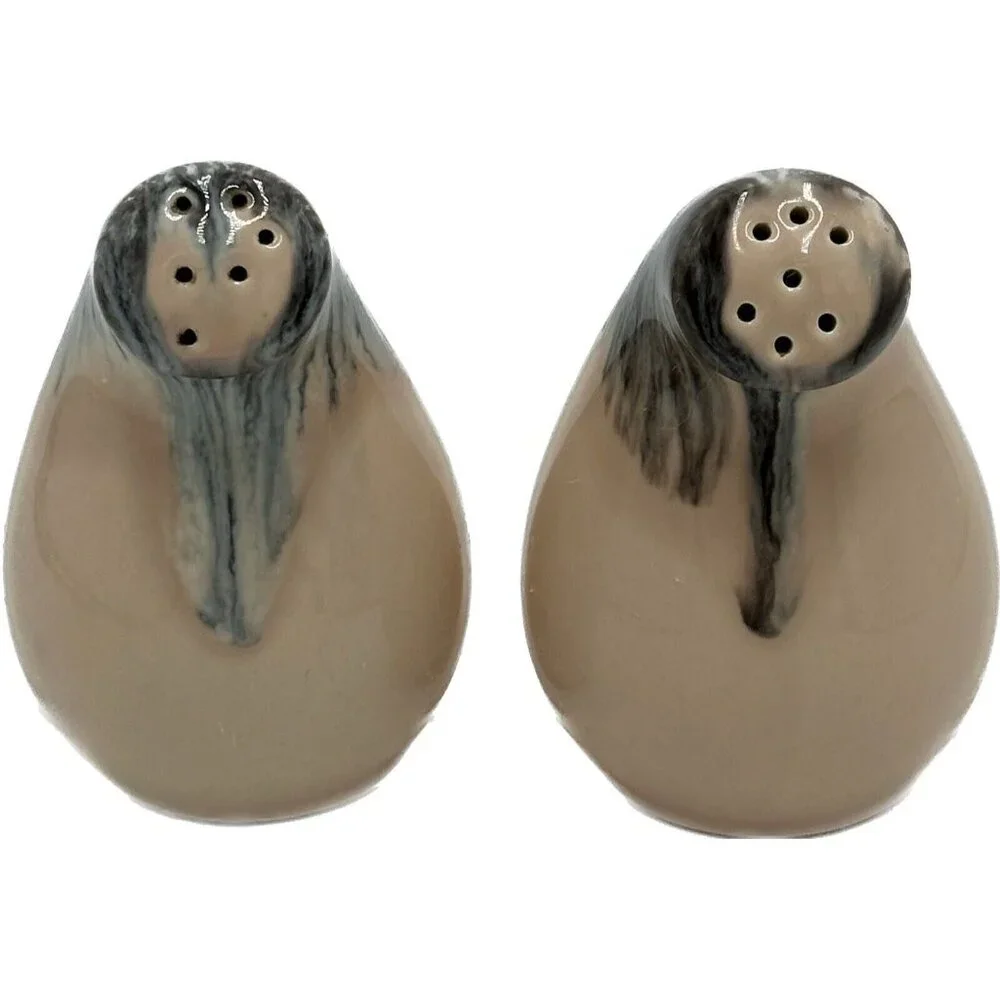 MCM Vernon Ware Salt and Pepper Shakers California‎ Drip Glaze Retro Boho Beige